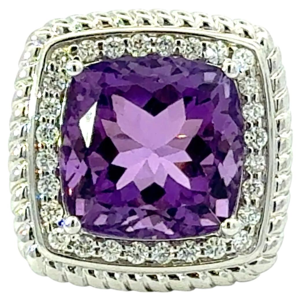 Natural Amethyst Diamond Ring Size 6.5 14k Gold 10.14 TCW Certified