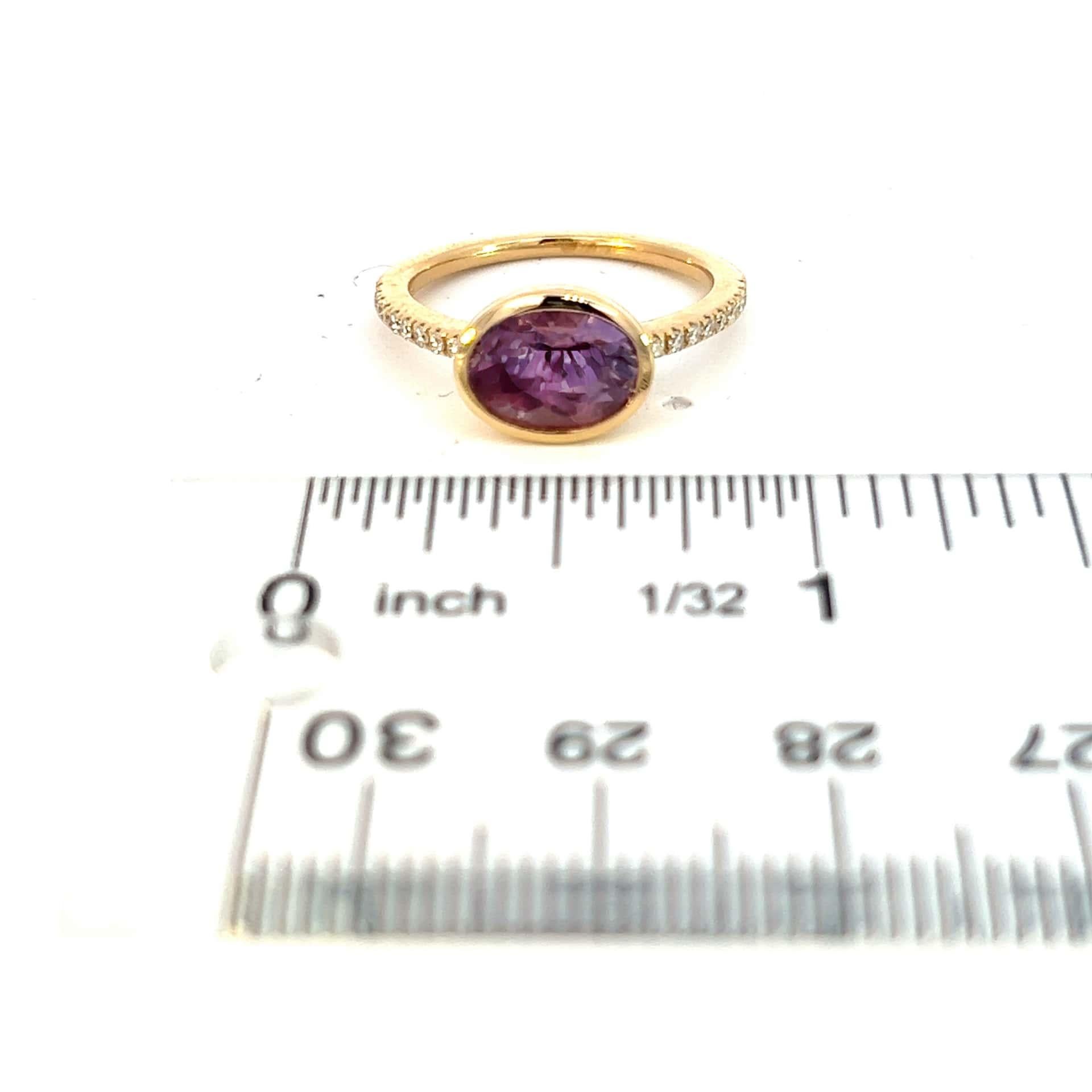 Natural Amethyst Diamond Ring Size 6.5 14k Y Gold 1.87 TCW Certified For Sale 5