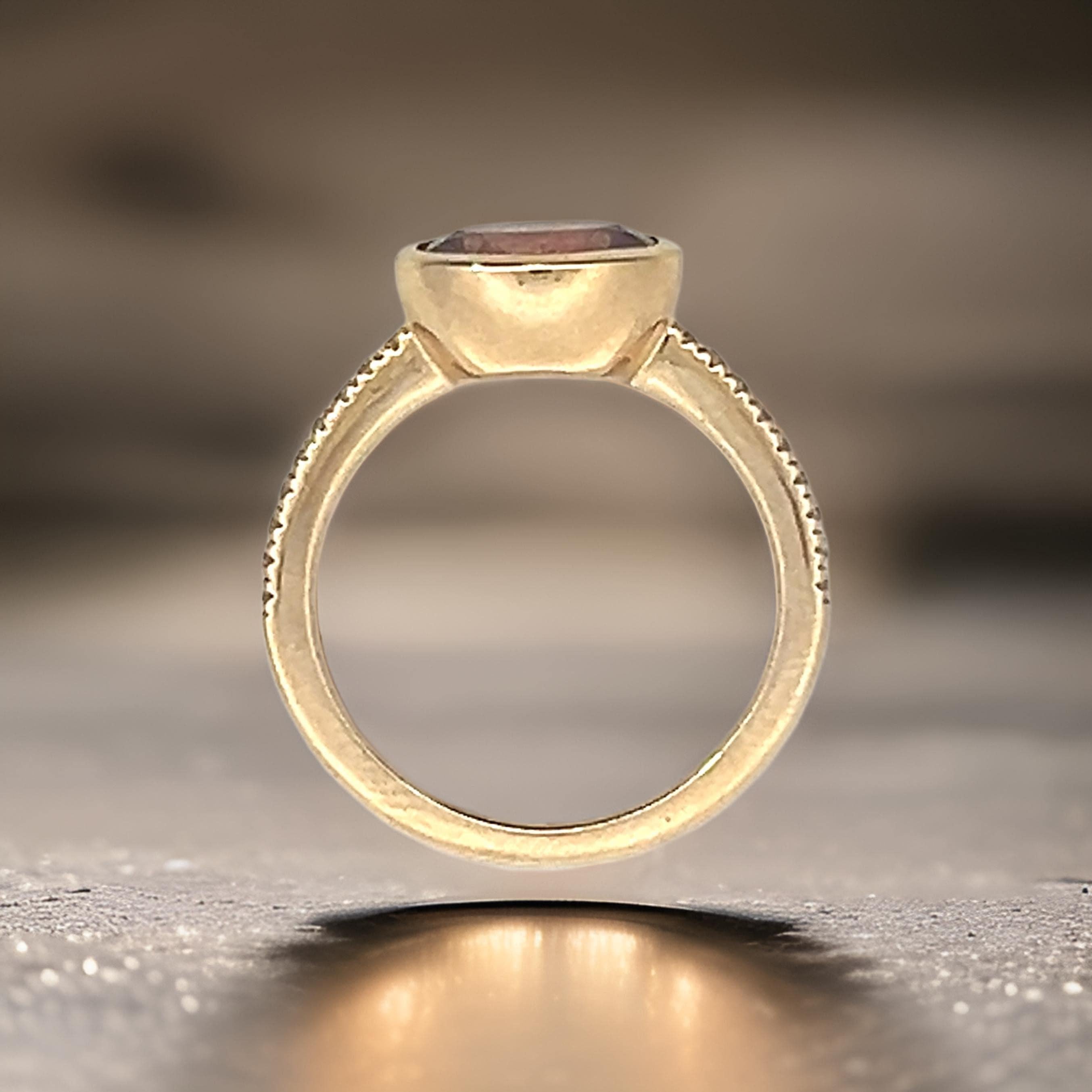 Natural Amethyst Diamond Ring Size 6.5 14k Y Gold 1.87 TCW Certified In New Condition For Sale In Brooklyn, NY