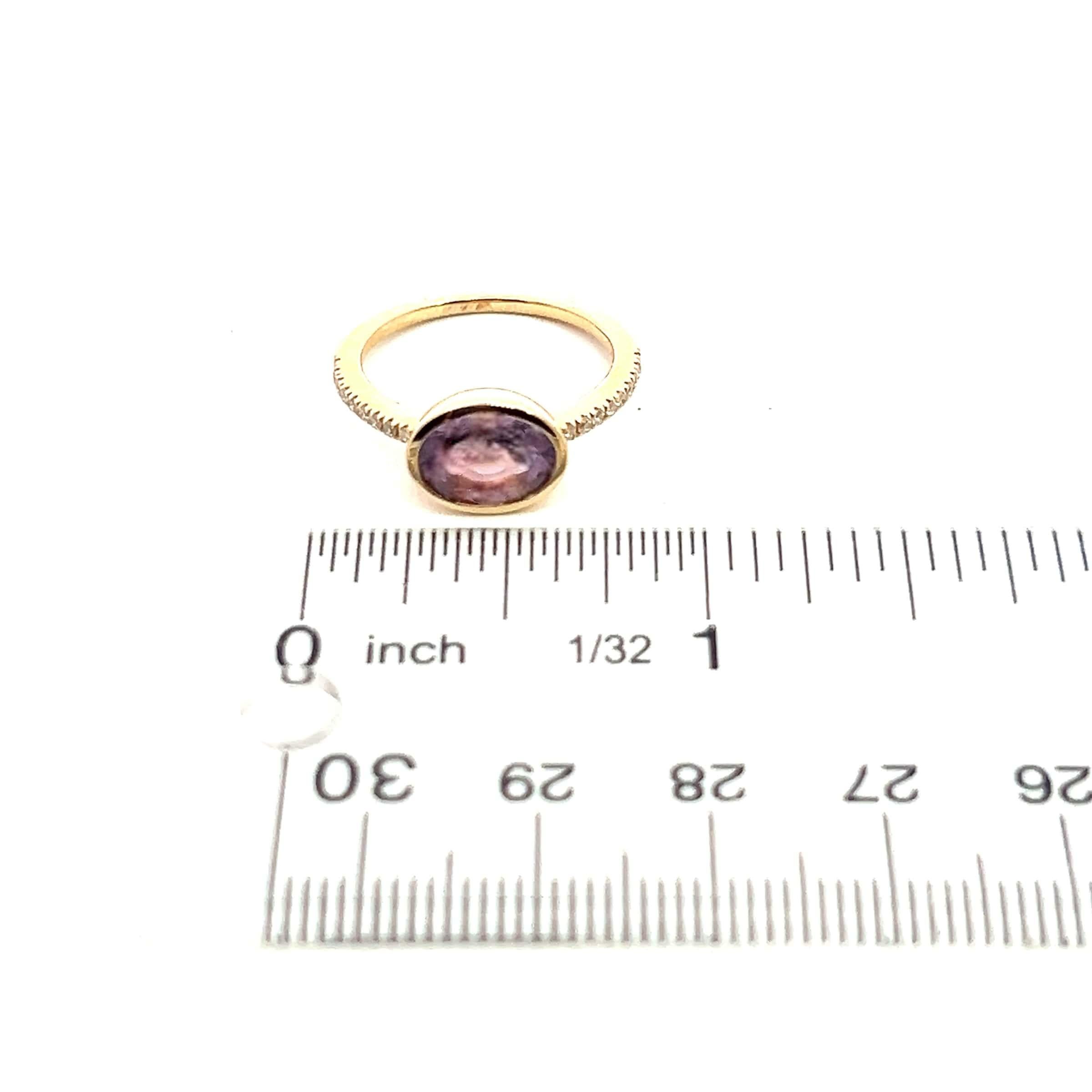 Women's Natural Amethyst Diamond Ring Size 6.5 14k Y Gold 1.87 TCW Certified For Sale