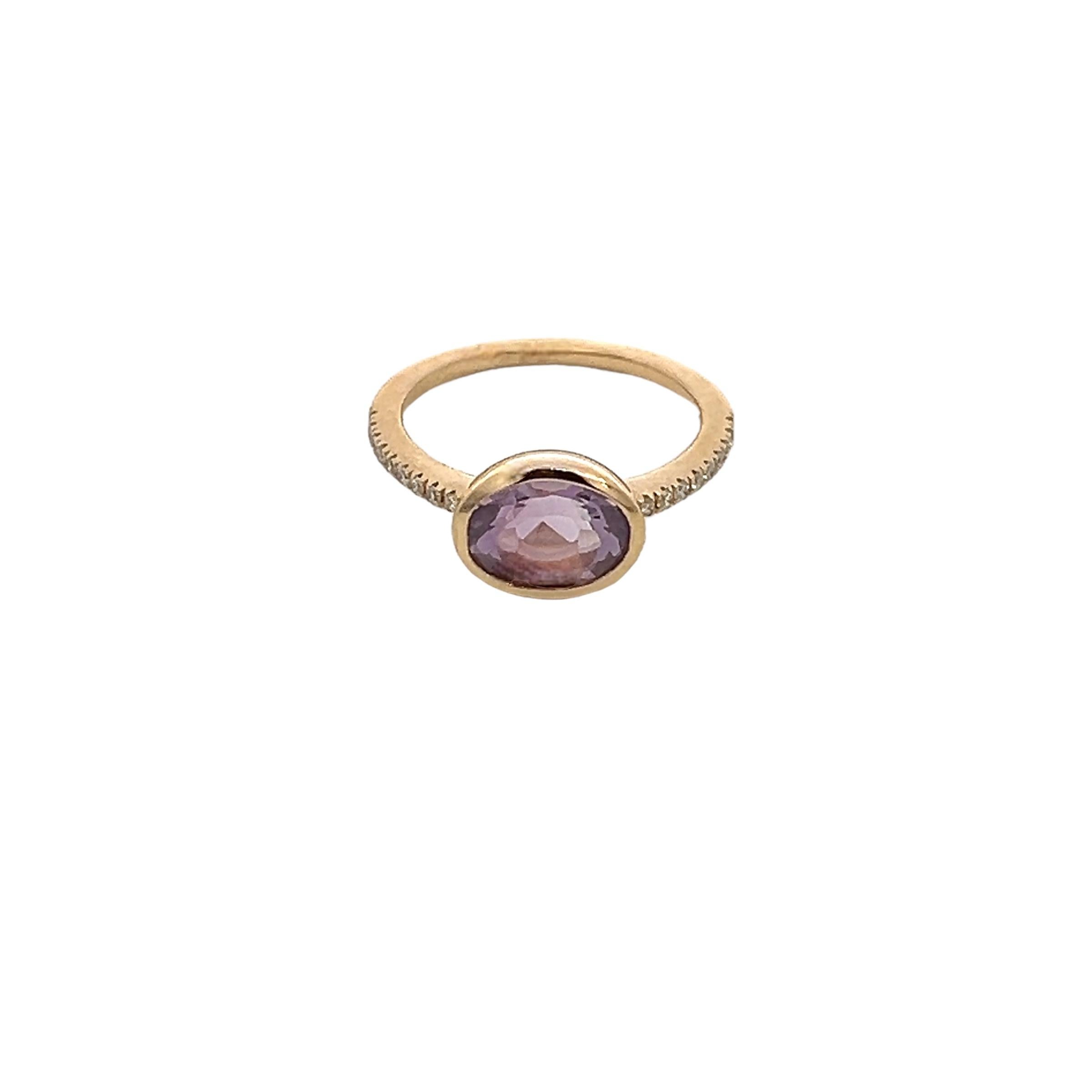Natural Amethyst Diamond Ring Size 6.5 14k Y Gold 1.87 TCW Certified For Sale 2