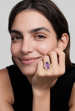 Natural Amethyst Diamond Ring Size 7 14k Gold 6.17 TCW Certified