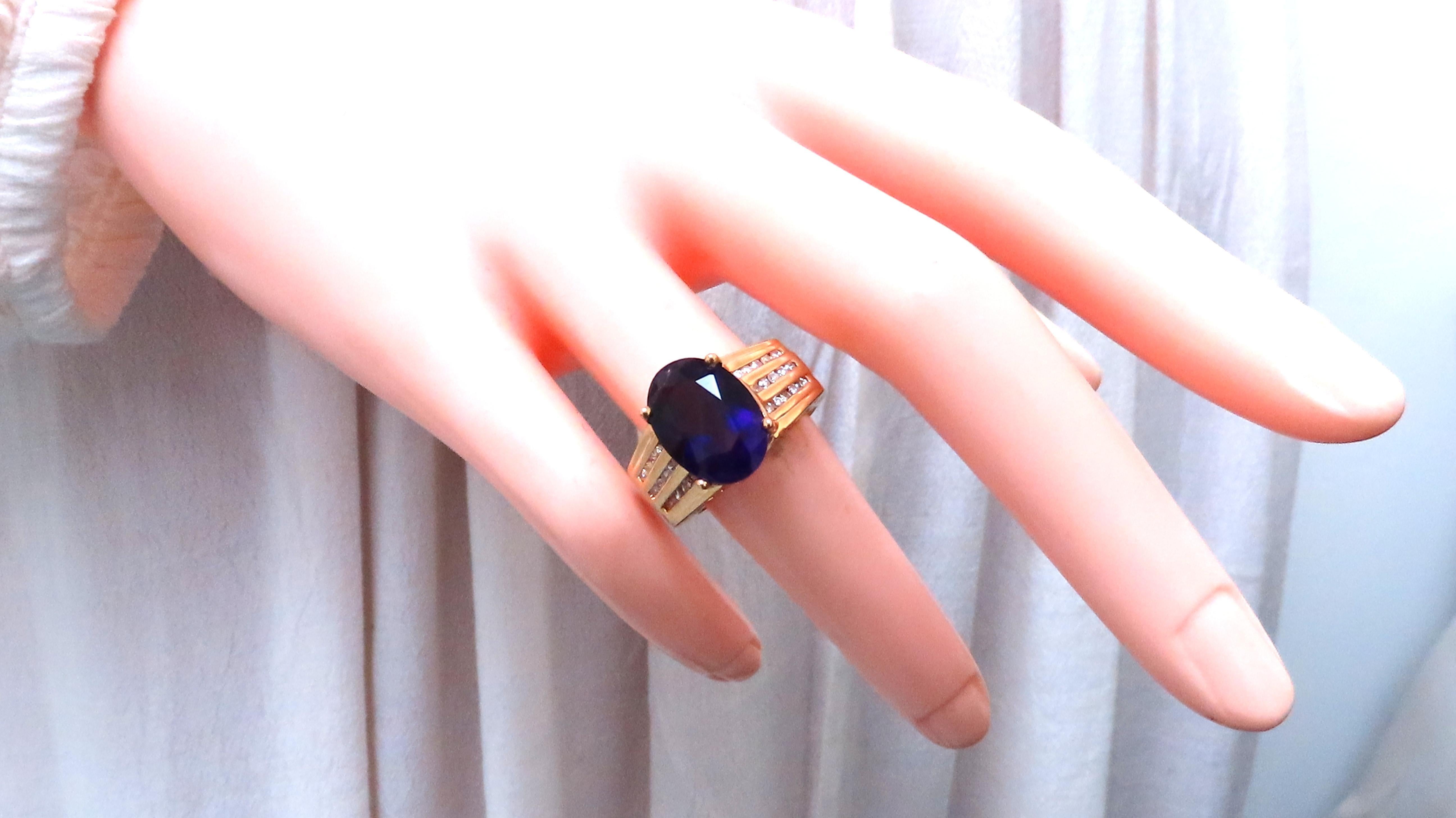 Oval Cut Natural Amethyst Diamonds Cathedral Ring 18kt gold Ref 12299 For Sale