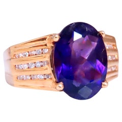 Bague Cathédrale Améthyste Naturelle Diamants Or 18kt Ref 12299*