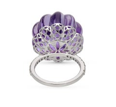 Natural Amethyst & Emerald Diamond Ring in 18k Gold