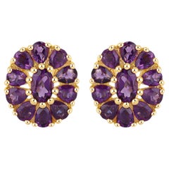 Natural Amethyst Floral Statement Earrings 3.8 Carats Total