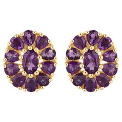 Natural Amethyst Floral Statement Earrings 3.8 Carats Total Natural Amethyst Floral Statement Earrings 3.8 Carats Total