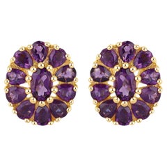 Natural Amethyst Floral Statement Earrings 3.8 Carats Total