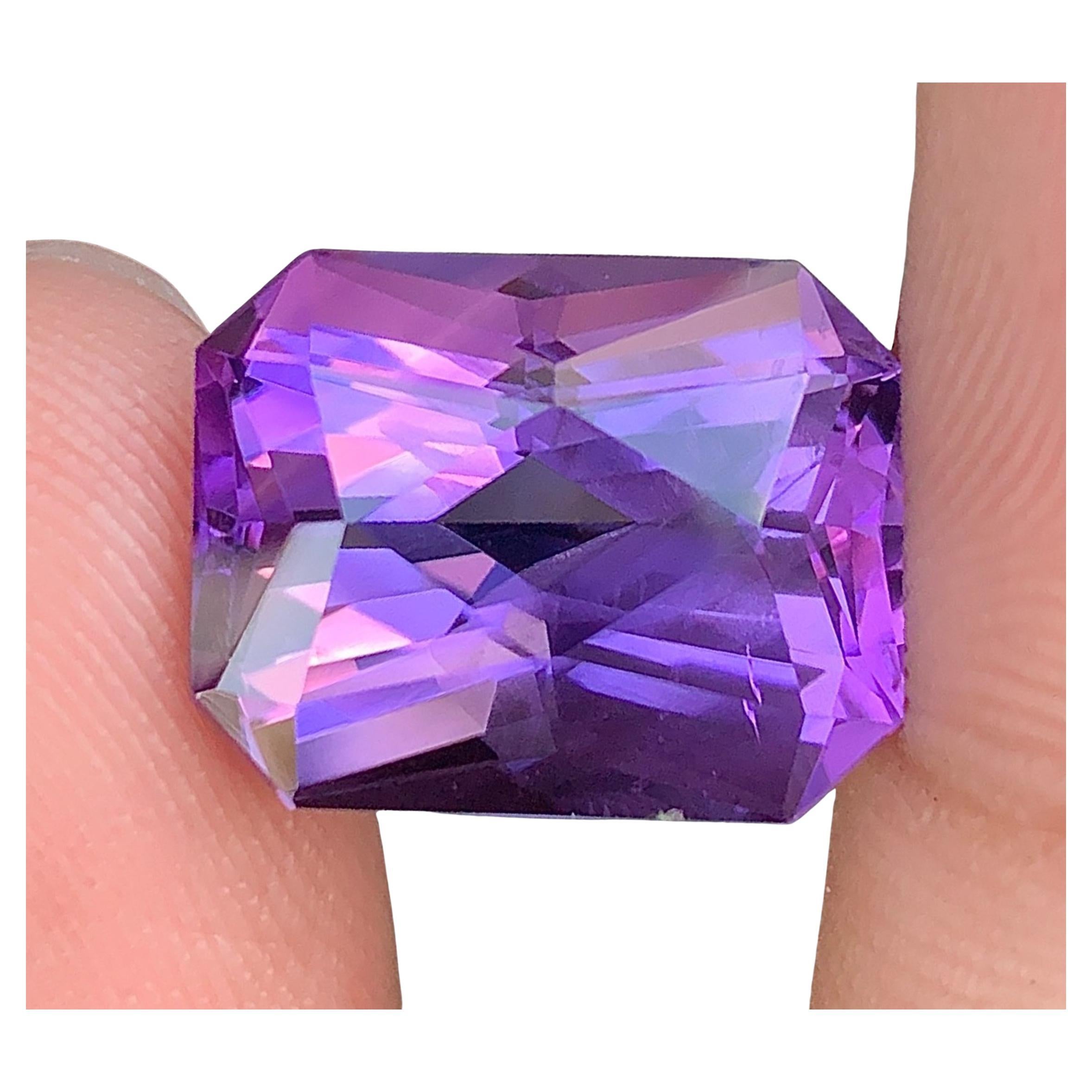 Natural Amethyst Gemstone: 13.96 Carat, Fancy Cut, February Birthstone