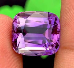 Natural Amethyst Gemstone: 16.50 Carat Deep Purple Cushion Cut