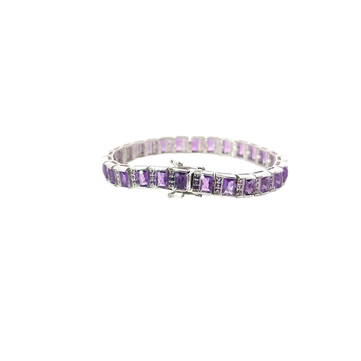 Bracelet tennis pour femmes en argent sterling 925 avec améthyste naturelle Pour femmes en vente