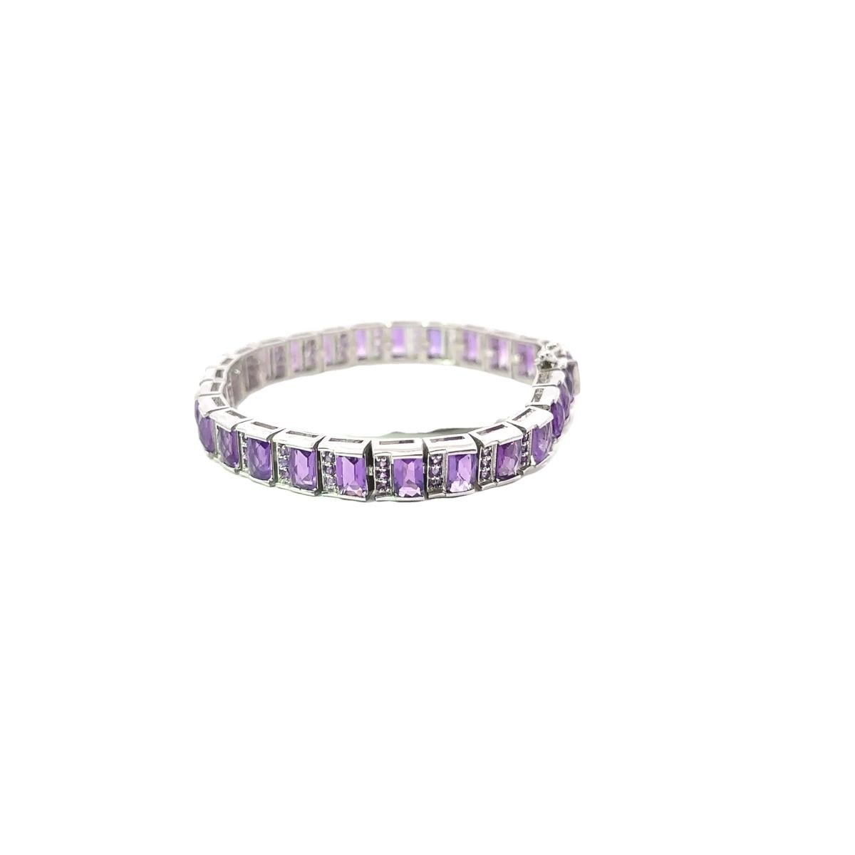 Bracelet tennis pour femmes en argent sterling 925 avec améthyste naturelle en vente 1