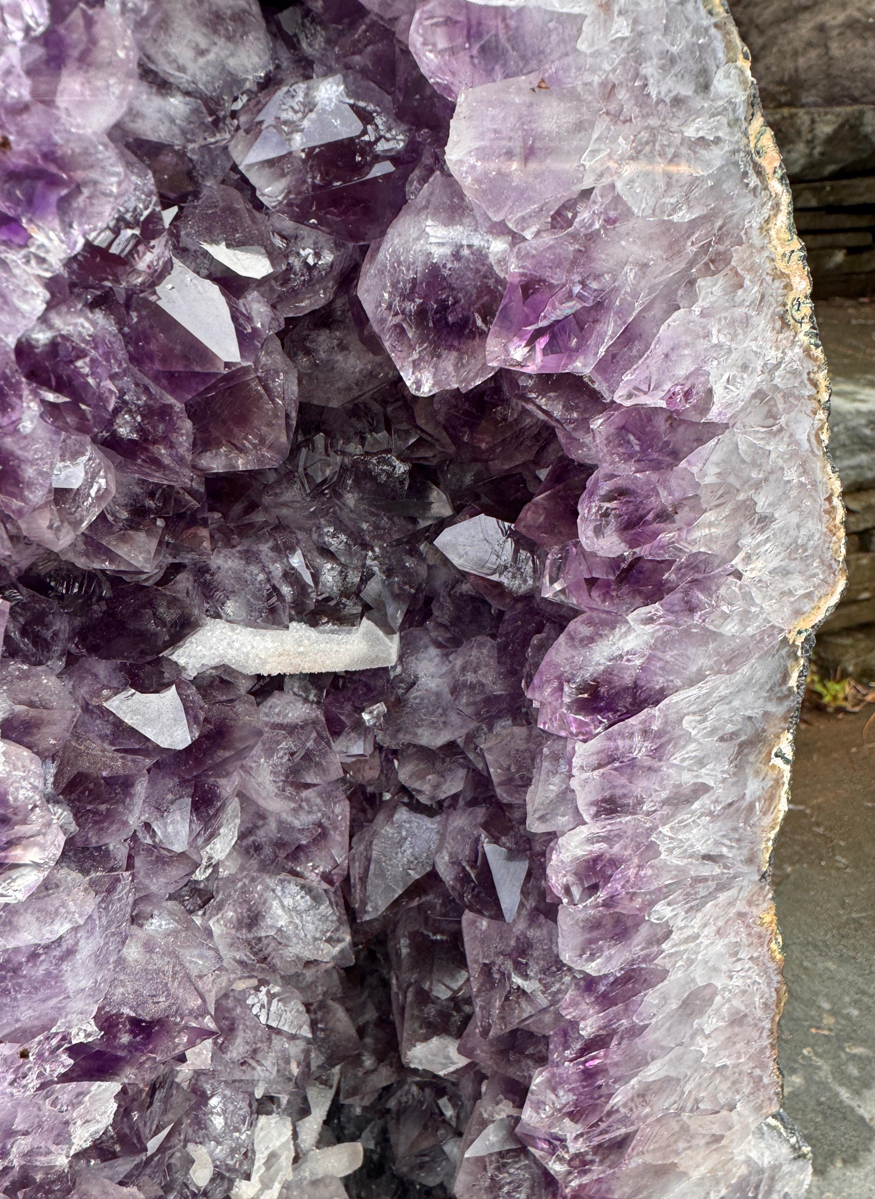 Multi-gemstone Natural Amethyst Geode Quartz Crystal Cluster Cathedral For Sale