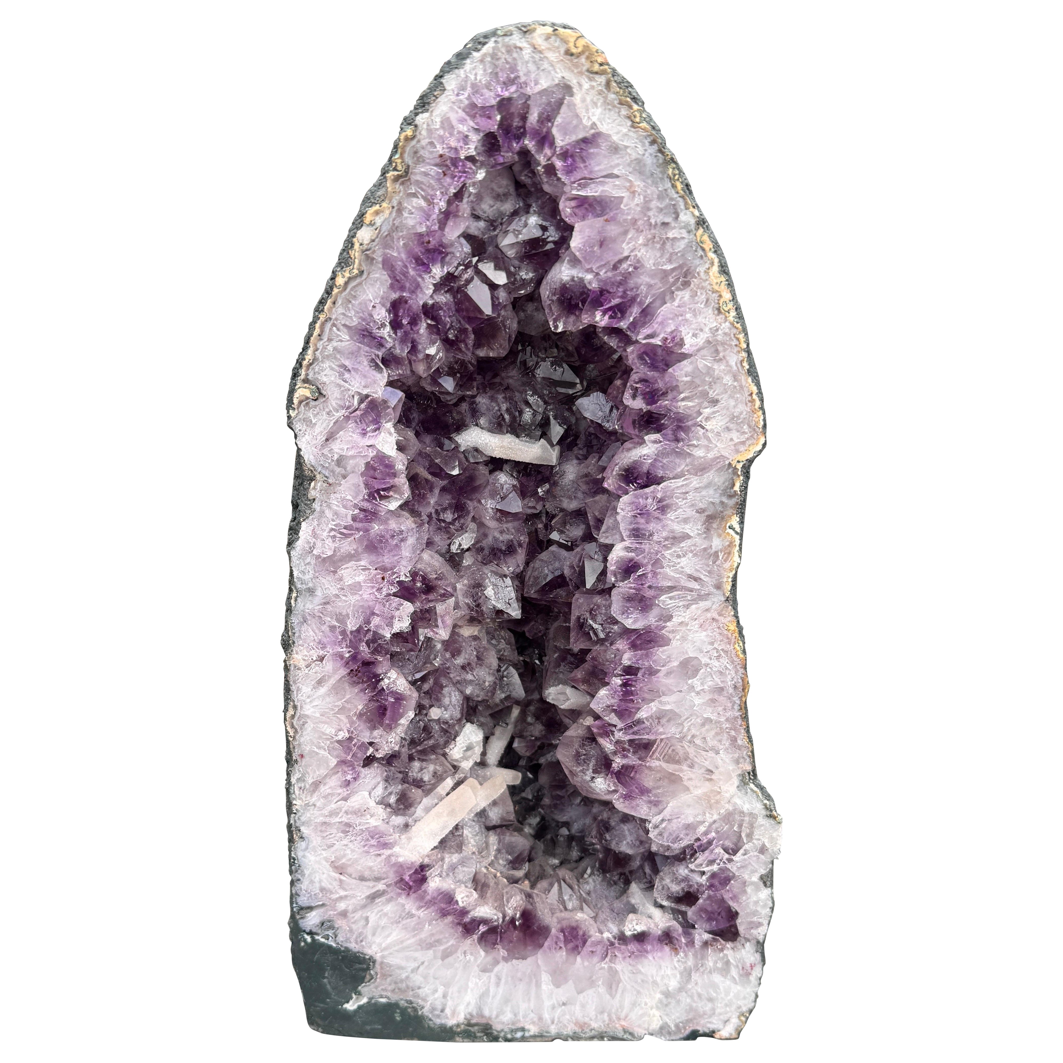 Natural Amethyst Geode Quartz Crystal Cluster Cathedral For Sale