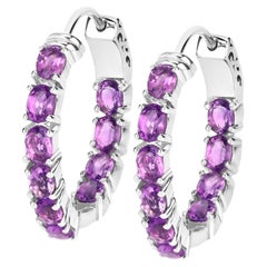 Natural Amethyst Hoop Earrings 3.22 Carats
