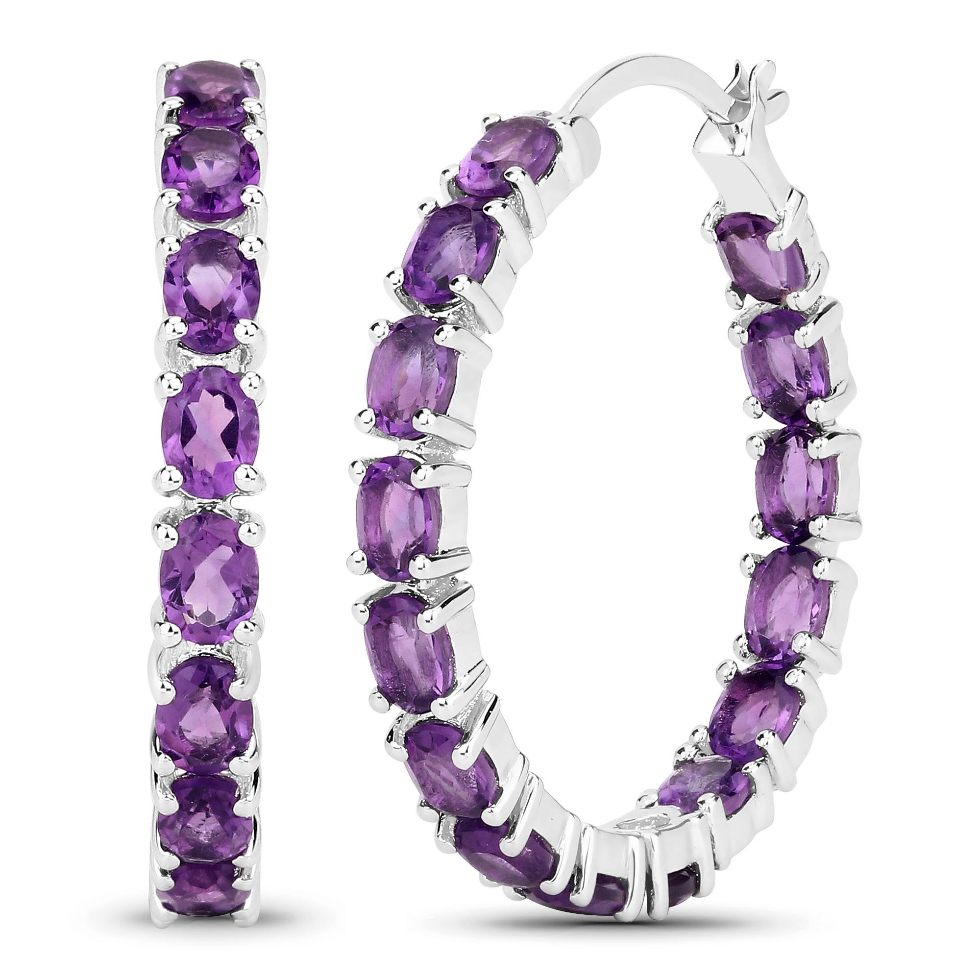 Contemporary Natural Amethyst Hoop Earrings 4.80 Carats For Sale