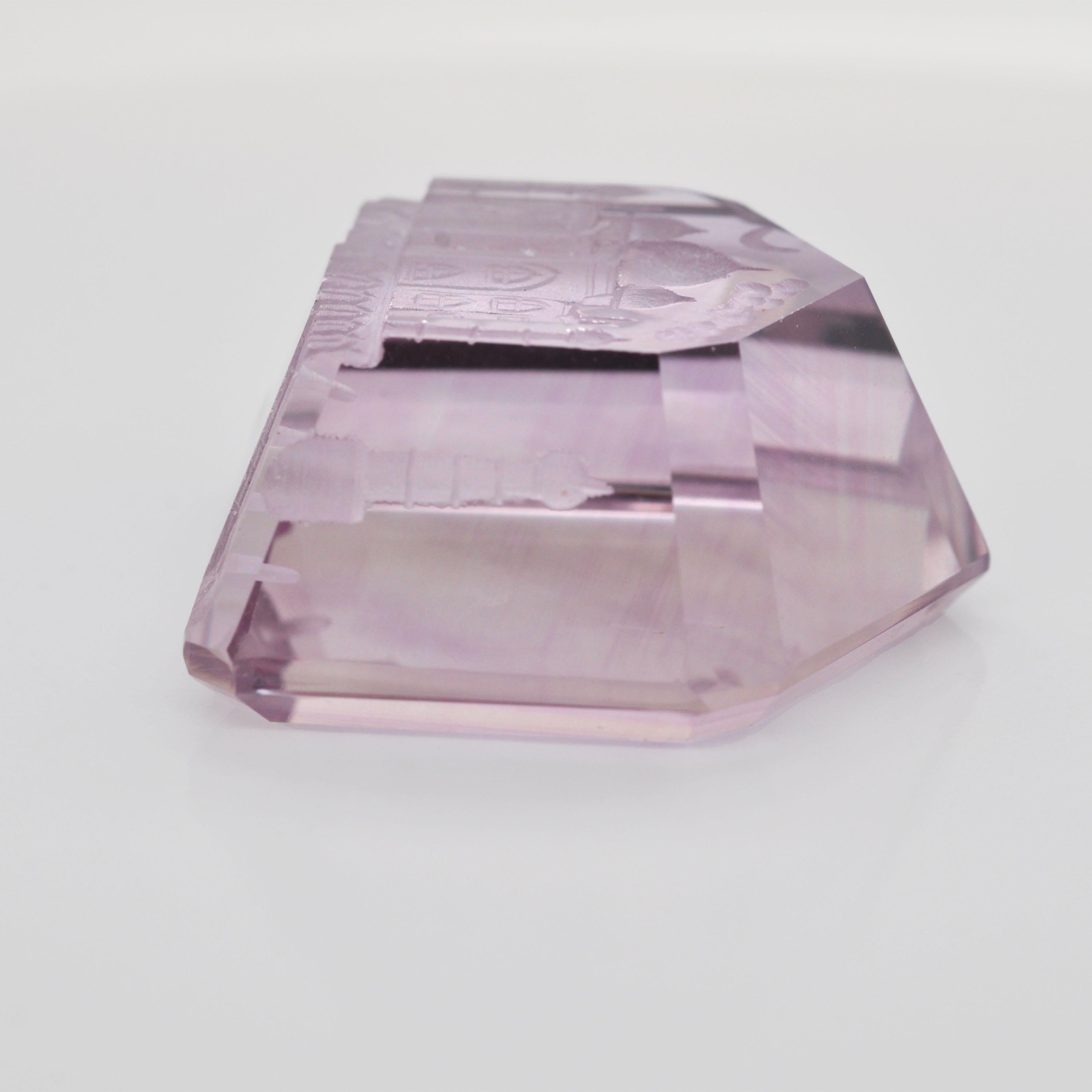 Natural Amethyst Lavender Taj Mahal Reverse Intaglio Loose Gemstone Ring For Sale 4