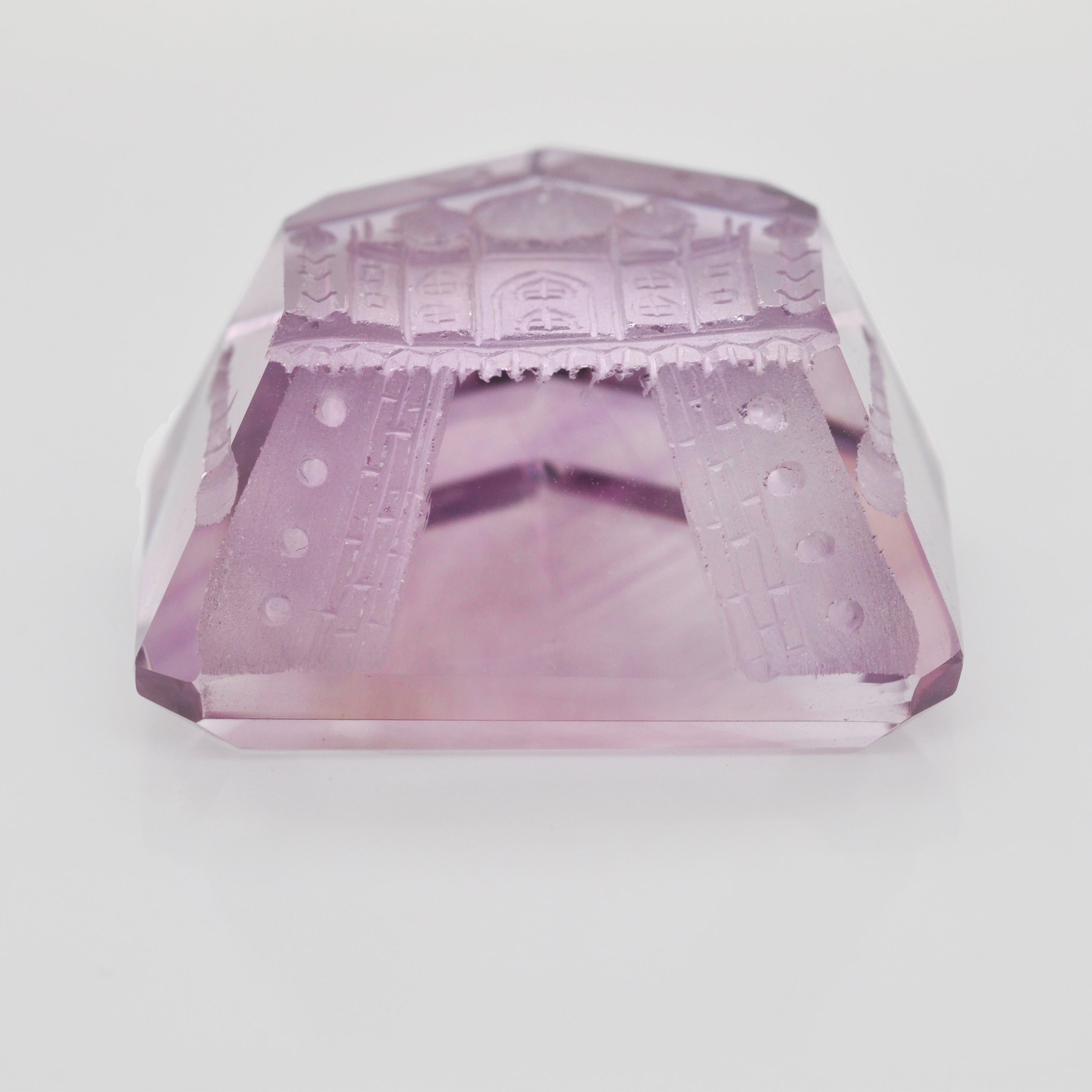 Natural Amethyst Lavender Taj Mahal Reverse Intaglio Loose Gemstone Ring For Sale 7