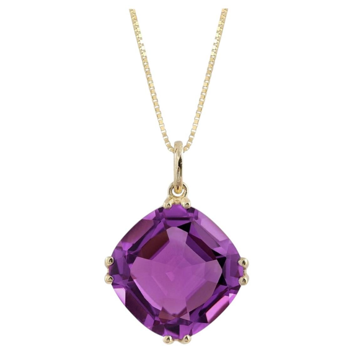 Colgante de amatista natural en oro de 14K, 18,24 quilates, con cadena ajustable de 18"
