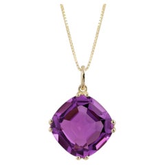 Natural Amethyst Pendant in 14K Gold, 18.24 Carats, Adjustable 18" Chain