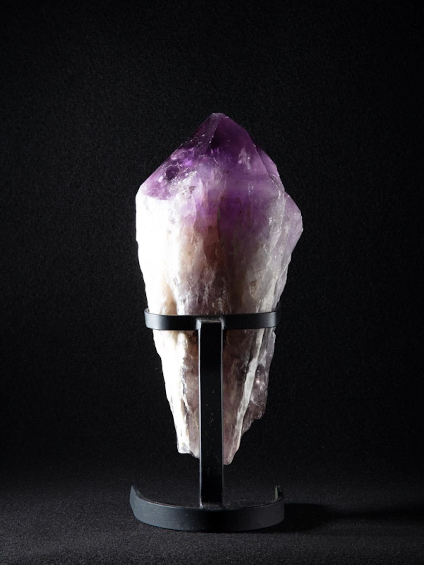 Brazilian Natural Amethyst Point on Metal Base For Sale
