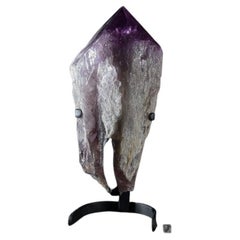 Antique Natural Amethyst Point on Metal Base