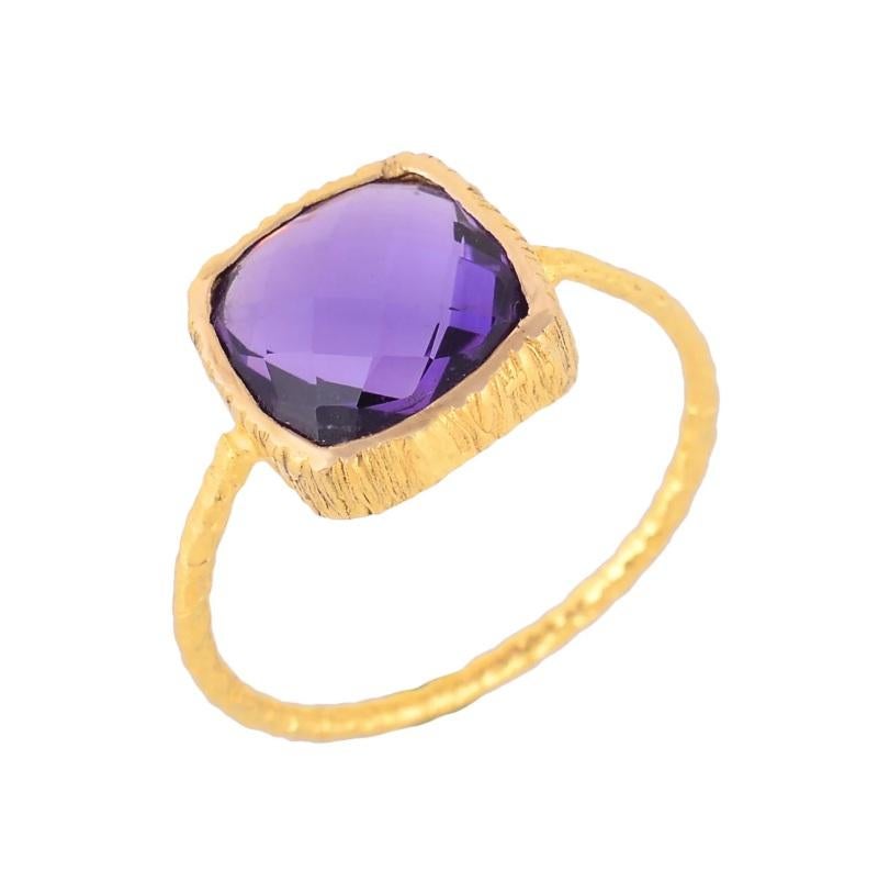 Natural Amethyst Ring 18K gold in vendita 3