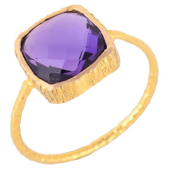 Natural Amethyst Ring 18K gold in vendita