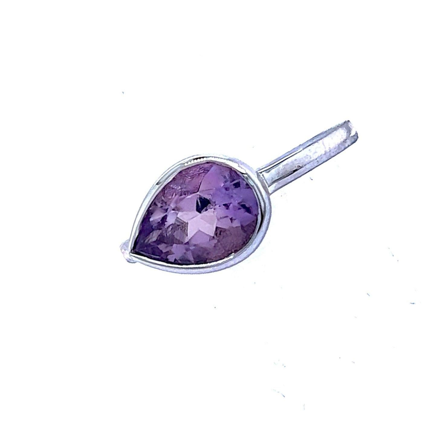Natural Amethyst Ring 6.5 14k W Gold 1.72 TCW Certified In Good Condition For Sale In Brooklyn, NY