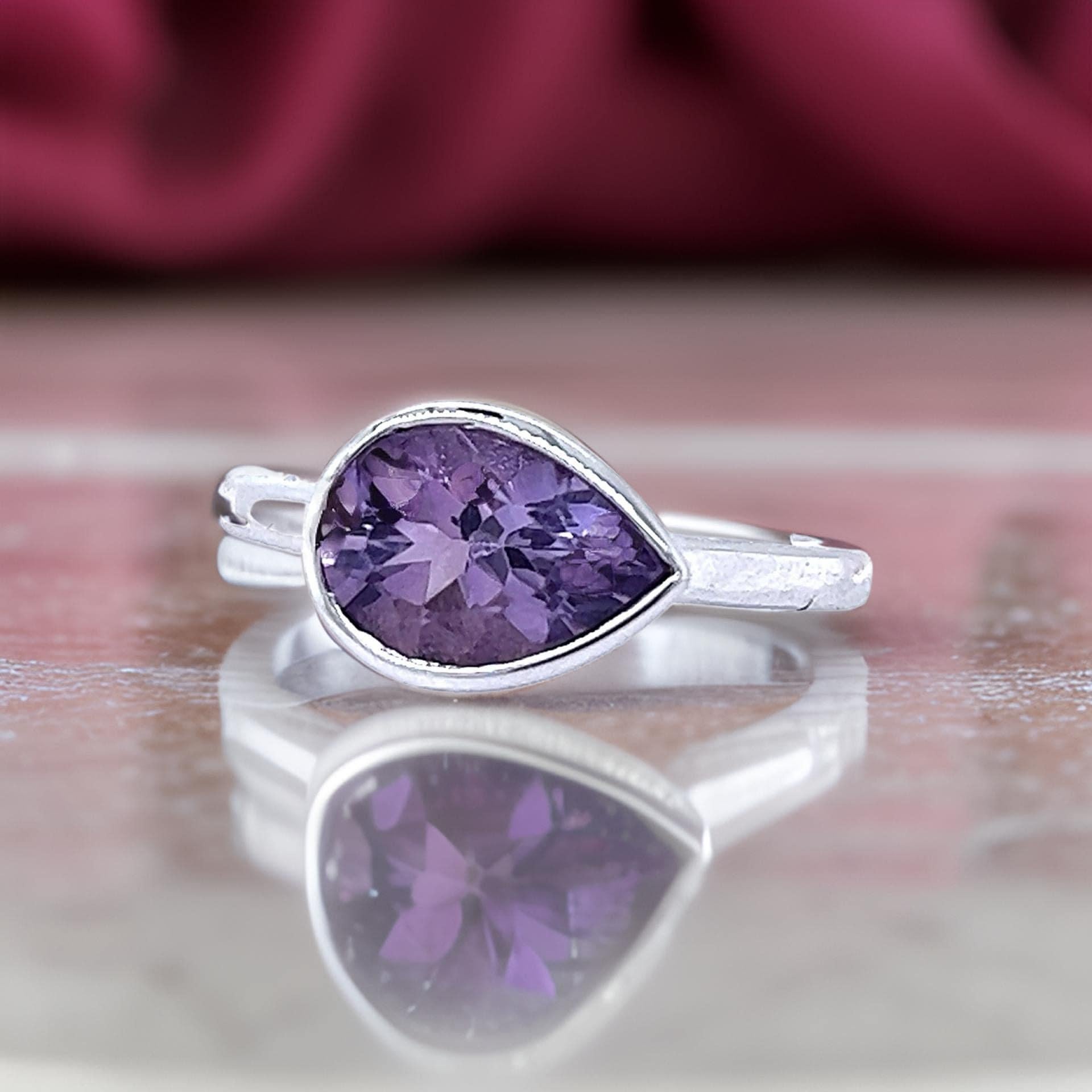 Women's Natural Amethyst Ring 6.5 14k W Gold 1.72 TCW Certified For Sale