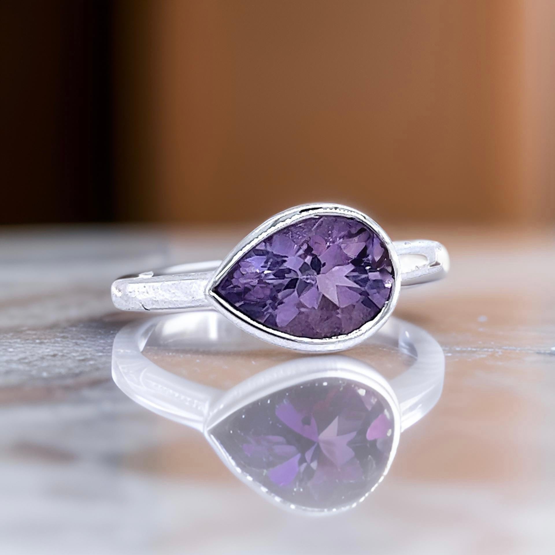Natural Amethyst Ring 6.5 14k W Gold 1.72 TCW Certified For Sale 1