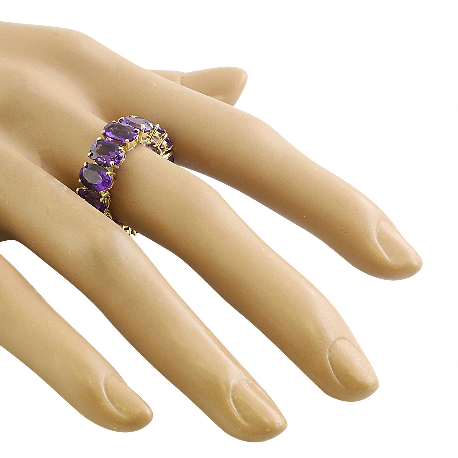 Glimmering Lavender: Amethyst Eternity Ring in 14K Solid Yellow Gold In New Condition For Sale In Los Angeles, CA