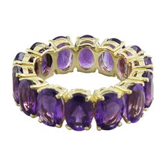 Glimmering Lavender: Amethyst Eternity Ring in 14K Solid Yellow Gold