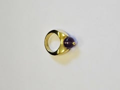 Ring mit natürlichem Amethyst aus massivem 18-karätigem Gelbgold