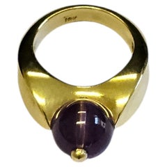 Ring mit natürlichem Amethyst aus massivem 18-karätigem Gelbgold