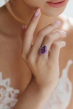 Natural Amethyst Sapphire Ring Size 6.5 14k Gold 10.07 TCW Certified