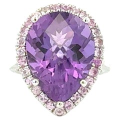 Natural Amethyst Sapphire Ring Size 6.5 14k Gold 10.07 TCW Certified
