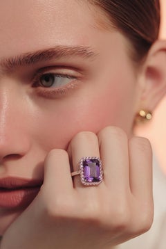 Natural Amethyst Sapphire Ring Size 6.5 14k Gold 6.6 TCW Certified