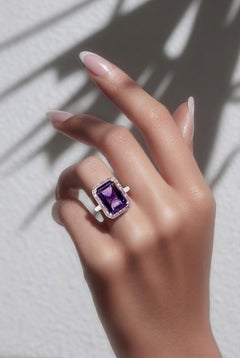 Natürliche Amethyst Saphir Ring Größe 6,5 14k Gold 6,6 TCW zertifiziert