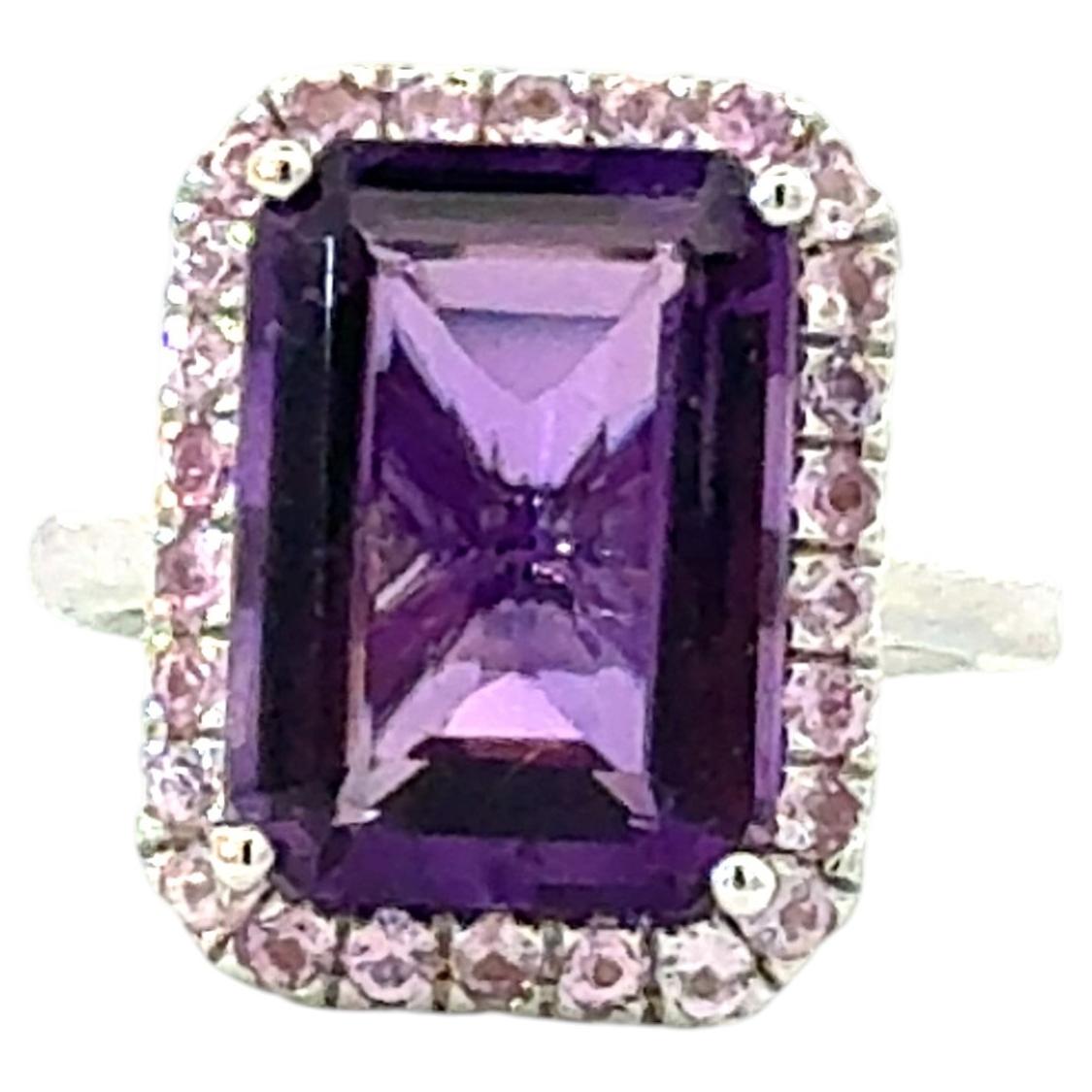 Natürliche Amethyst Saphir Ring Größe 6,5 14k Gold 6,6 TCW zertifiziert