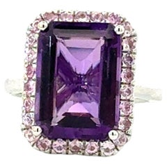 Natural Amethyst Sapphire Ring Size 6.5 14k Gold 6.6 TCW Certified