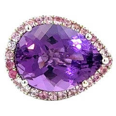 Natural Amethyst Sapphire Ring Size 6.5 14k Gold 9.89 TCW Certified