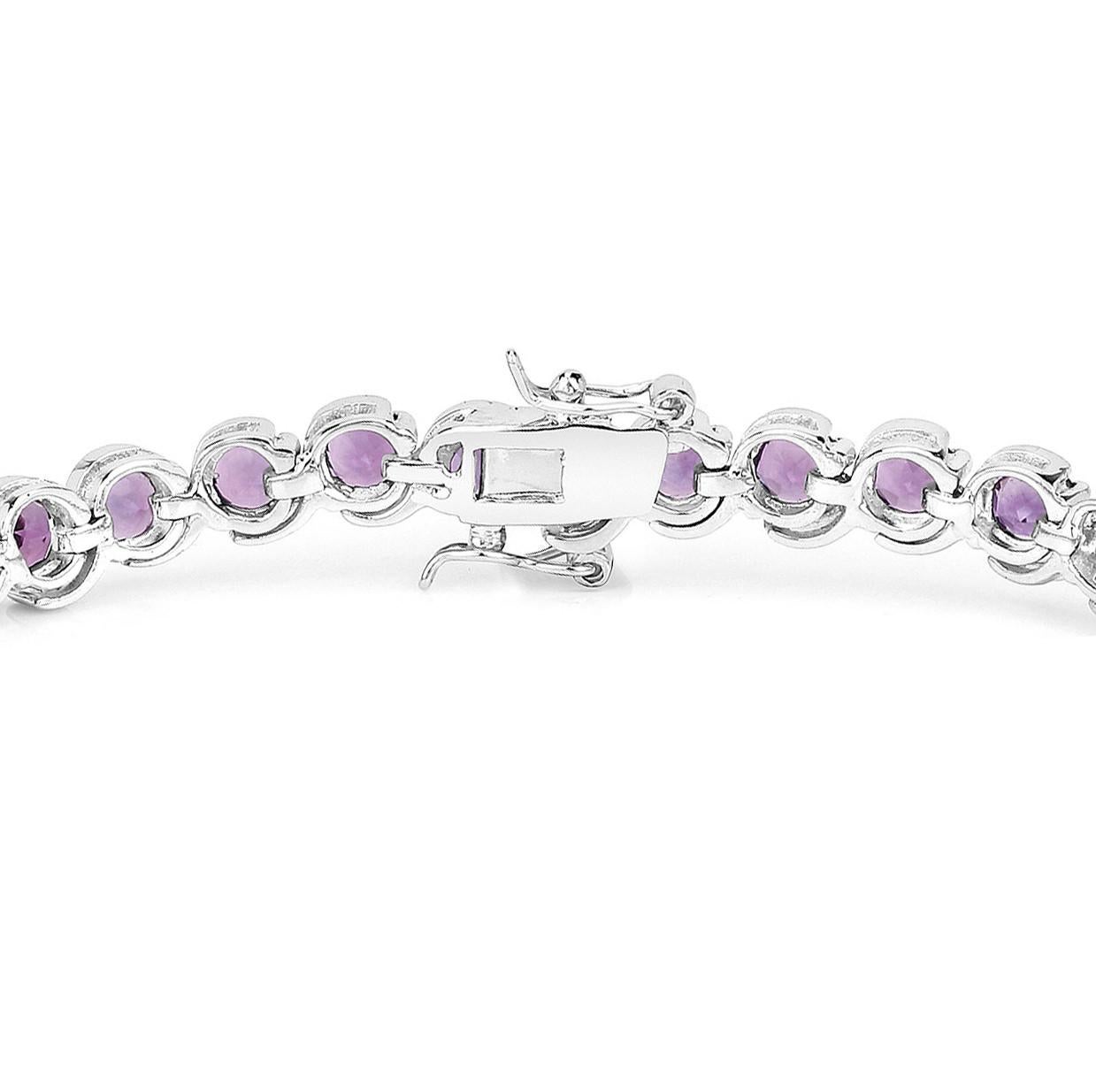 Natural Amethyst Tennis Bracelet 8.15 Carats Sterling Silver In Excellent Condition For Sale In Aliso Viejo, CA