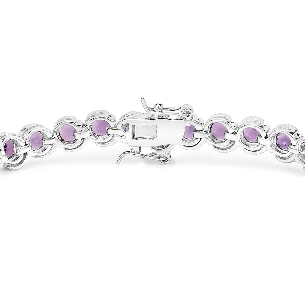 Natural Amethyst Tennis Bracelet 8.16 Carats Sterling Silver In New Condition For Sale In Laguna Niguel, CA