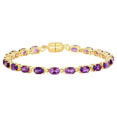 Natürliches Amethyst-Tennisarmband 8,40 Karat 18K Gelbgold versilbert