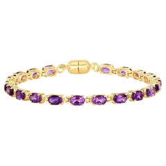 Bracciale Tennis con Ametista Naturale 8,40 Carati Placcato Oro Giallo 18K A. Silver