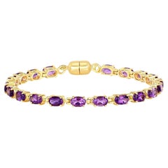 Bracciale Tennis con Ametista Naturale 8,40 Carati Placcato Oro Giallo 18K A. Silver