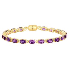 Pulsera de tenis de amatista natural 8,40 quilates Plata chapada en oro amarillo de 18 quilates