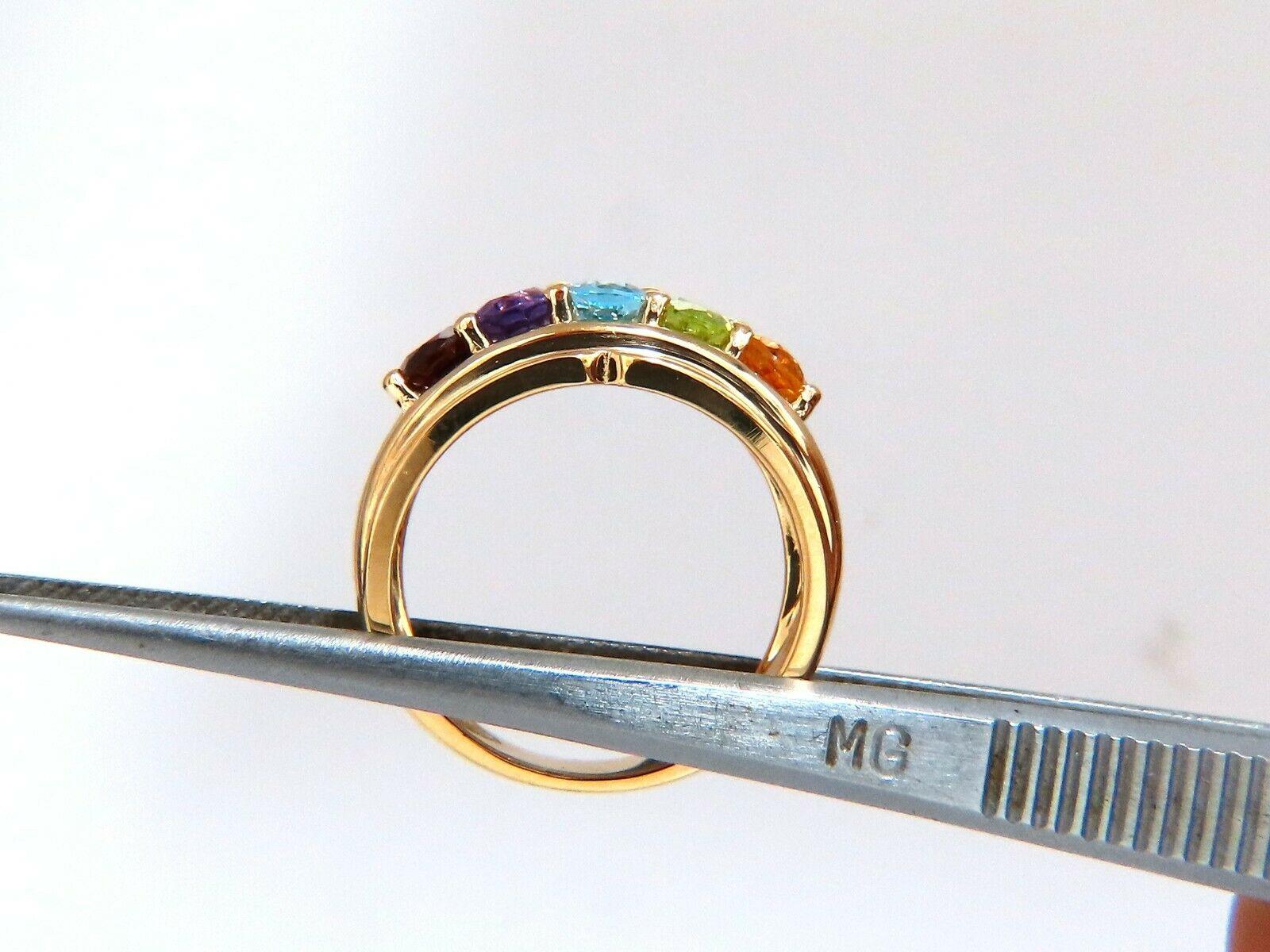 Natürlicher Amethyst-Topas Peridot-Granat-Citrin-Mutterring 14 Karat (Ovalschliff) im Angebot