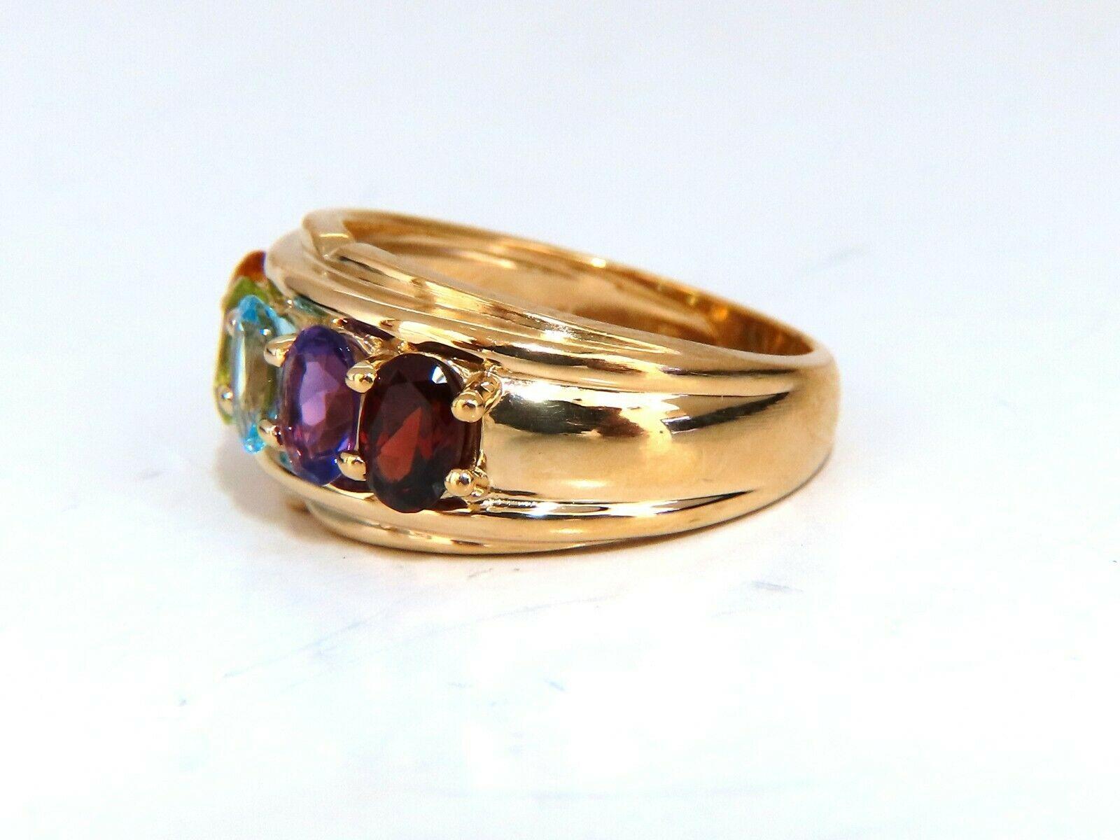 Natürlicher Amethyst-Topas Peridot-Granat-Citrin-Mutterring 14 Karat für Damen oder Herren im Angebot